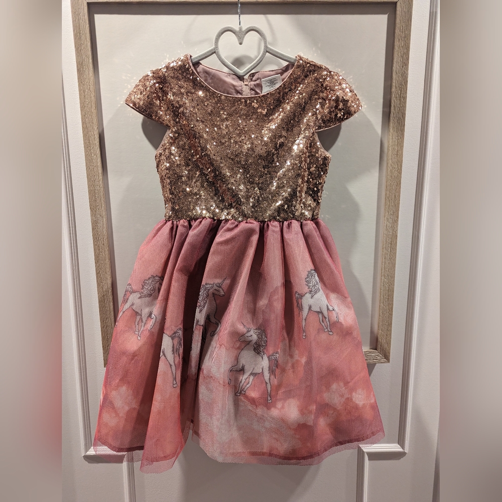 NWT Little Angels by Us Angels Girls Size 6 Sequin and Unicorn Dress